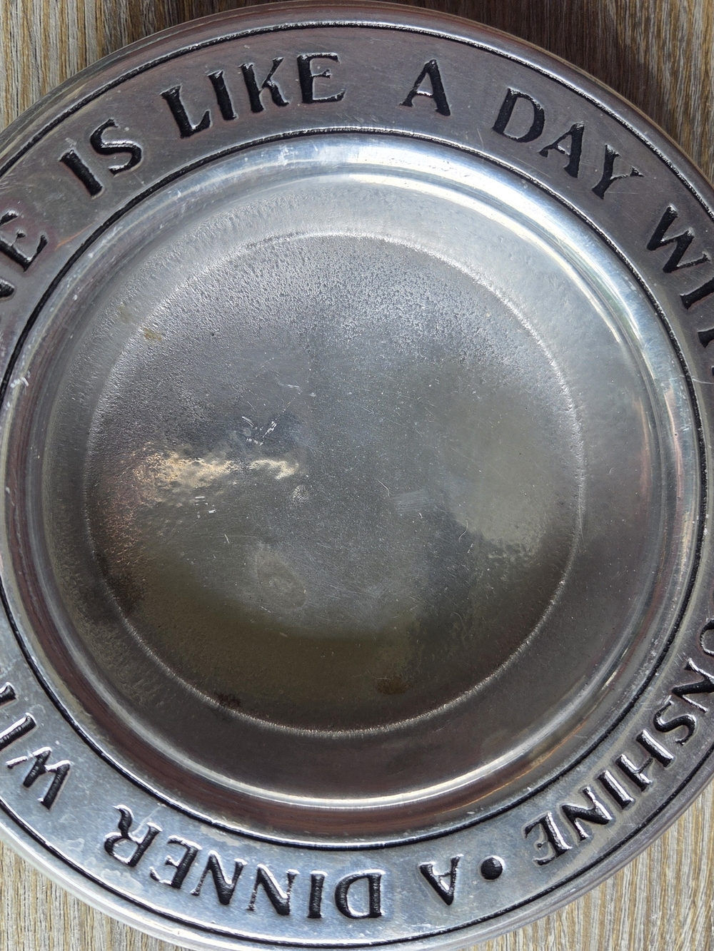 VTG Wilton RWP Round Pewter Armelate Wine Bottle Coaster Tray 6.5 in Diameter